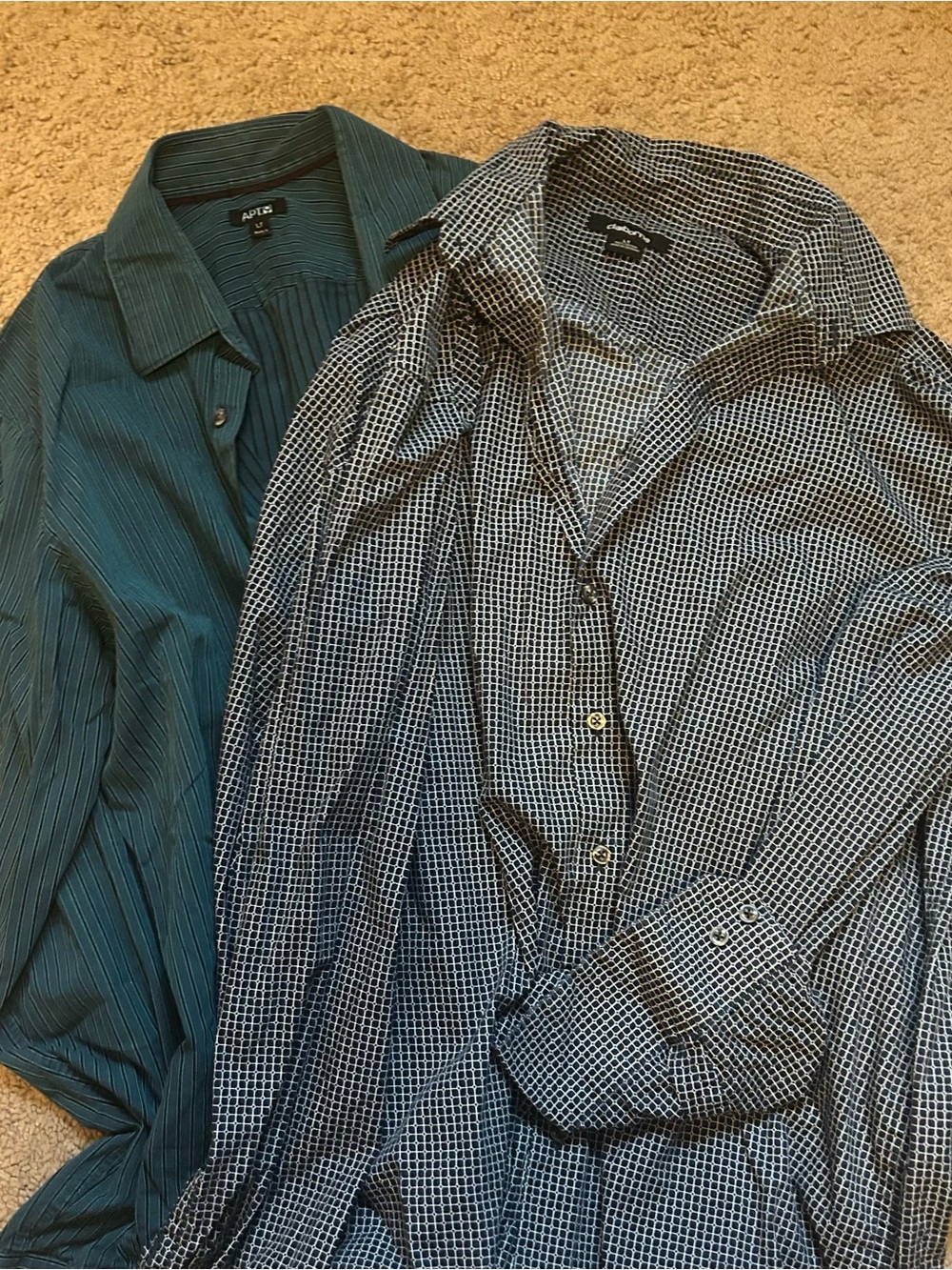 APT. 9 Teal Men's Shirt and Black/White Check Button-Up Claiborne Bundle XL